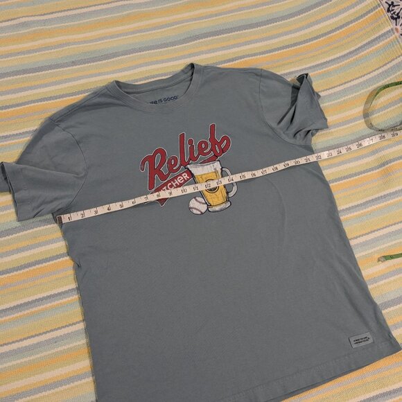 ⭐ Life is Good Men's Crusher Relief Pitcher tshirt Medium - Picture 2 of 9